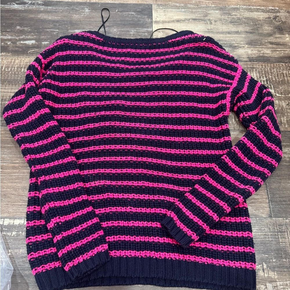 Tommy Hilfiger Pink and Navy Striped Sweater - Picture 3 of 3